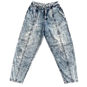 Vintage Cherokee Ultra High Waist Acid Wash Mom Jeans Relaxed Fit Tapered Ankle